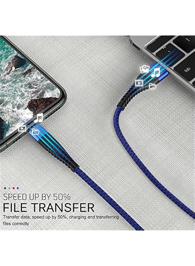 كال شاح USB طول3م لأيفو، كال ياات، متوافق مع الواتف الذكية والأجزة اللوحية وأجزة iPh iPad iPod وغيرا، سلك شح سريع للواتف، وطول السلك طويل 3 أمتار، أزرق)