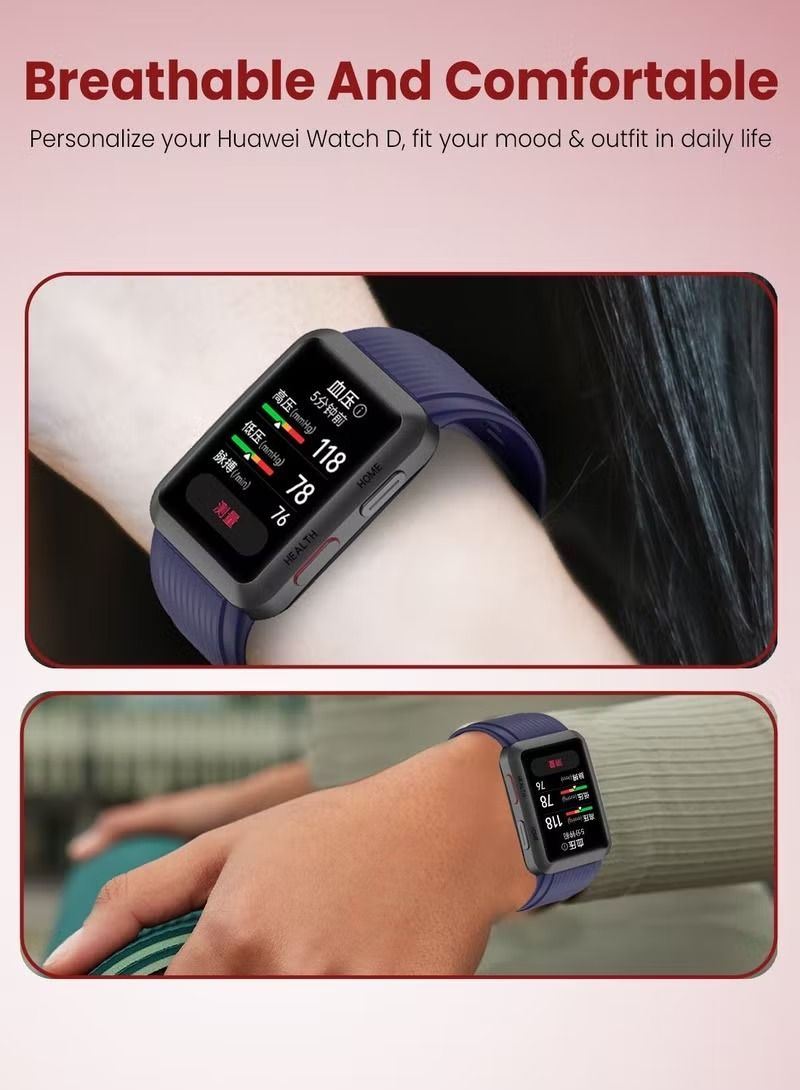 Zaboon Silicone Waterproof Adjustable Replacement Watch Band 133mm Compatible for Huawei Watch D Large - Navy Blue - Image 3