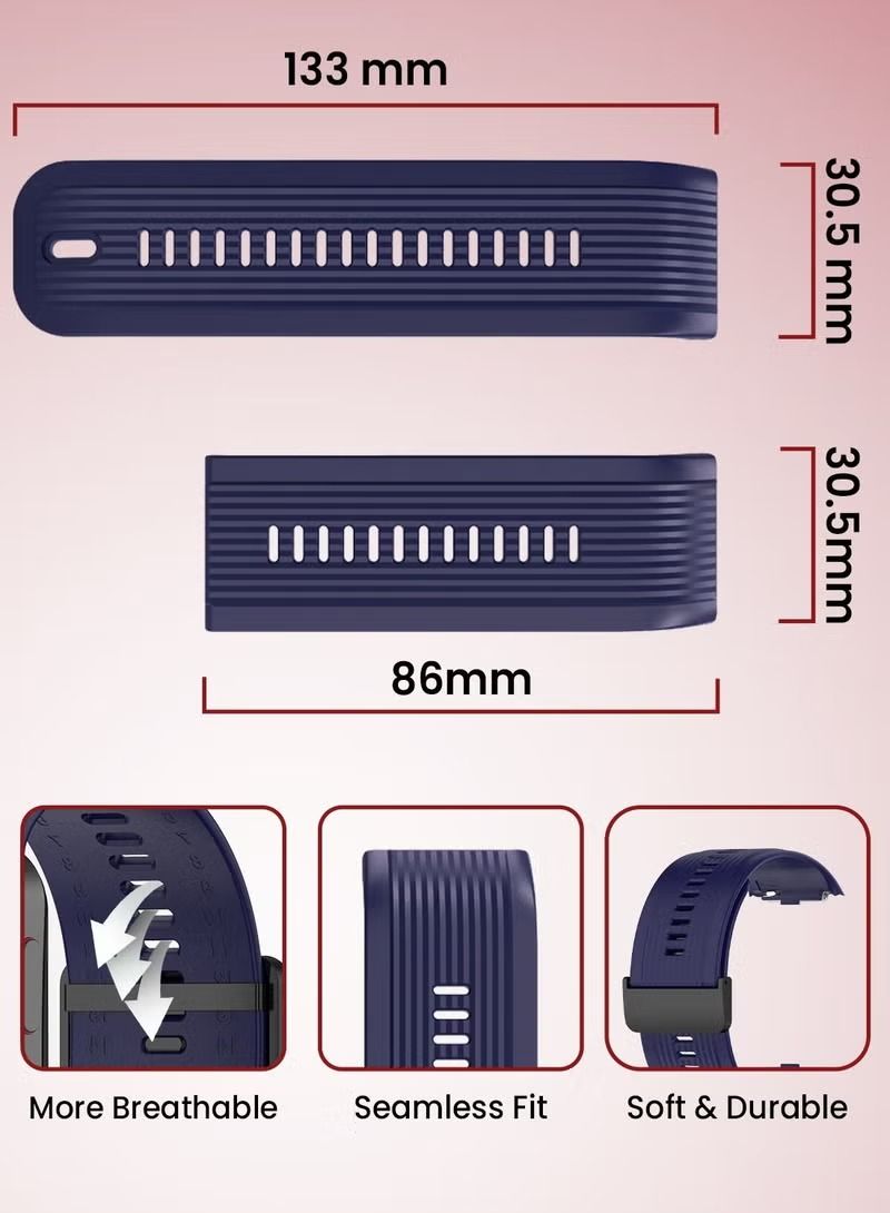 Zaboon Silicone Waterproof Adjustable Replacement Watch Band 133mm Compatible for Huawei Watch D Large - Navy Blue - Image 4