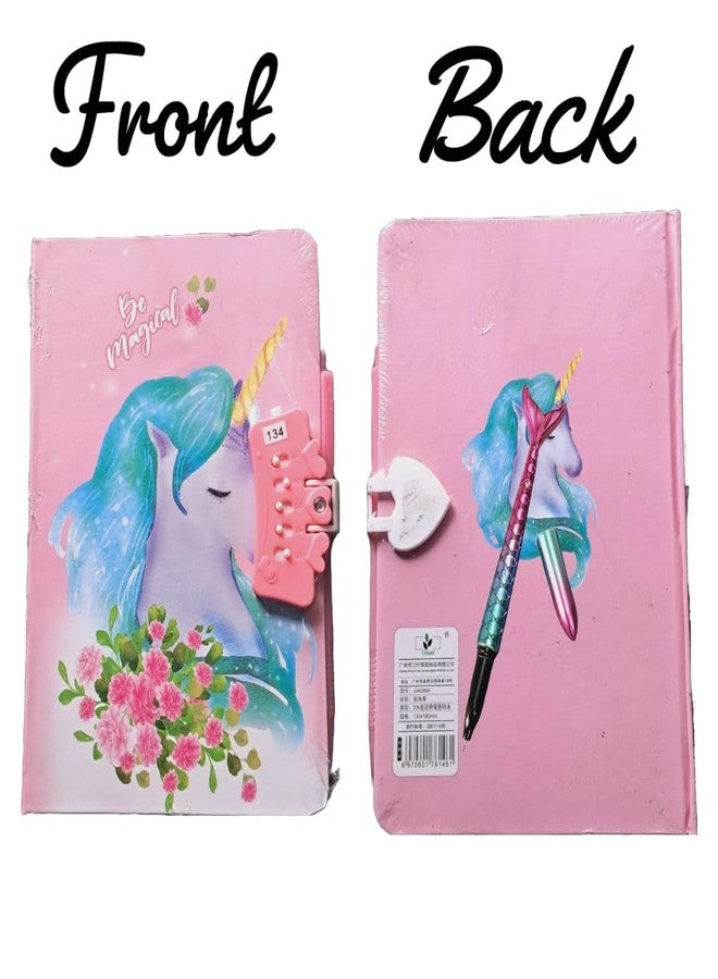 AMB Unicorn Lock Diary With Mermaid Pen For Girls Return Gifts Diary, Kids Diary With Pen, Unicorn Password Diary Birthday Return Gifts Diary For Girls & Boys (Unicorn pink 2) - Image 3