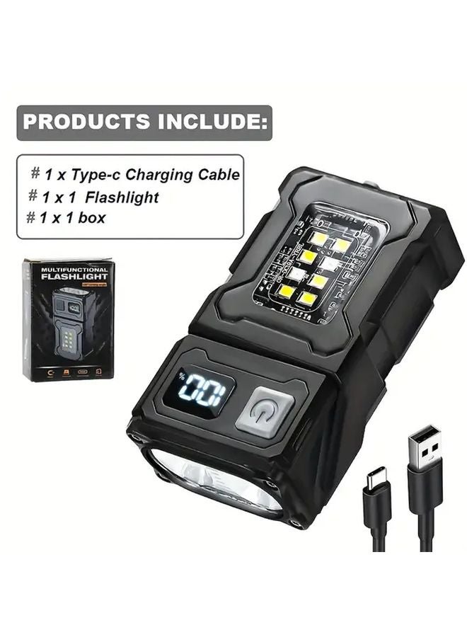 Black Magnetic Work Light 180 Rotating Head 1200mAh Battery USB Phone Charging 7 Modes - Image 1