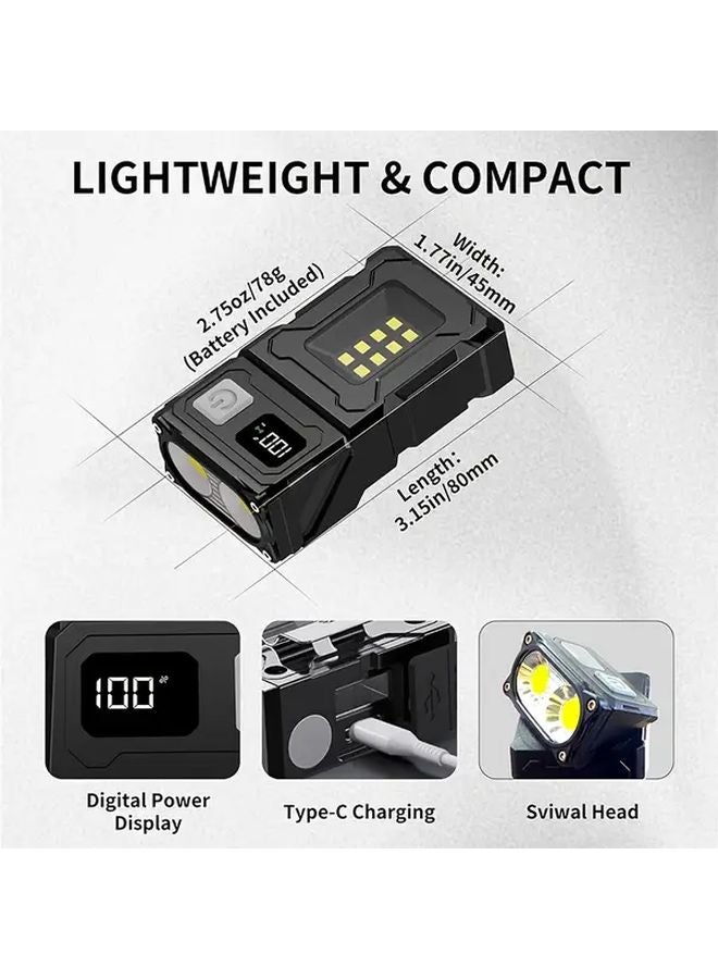 Black Magnetic Work Light 180 Rotating Head 1200mAh Battery USB Phone Charging 7 Modes - Image 5