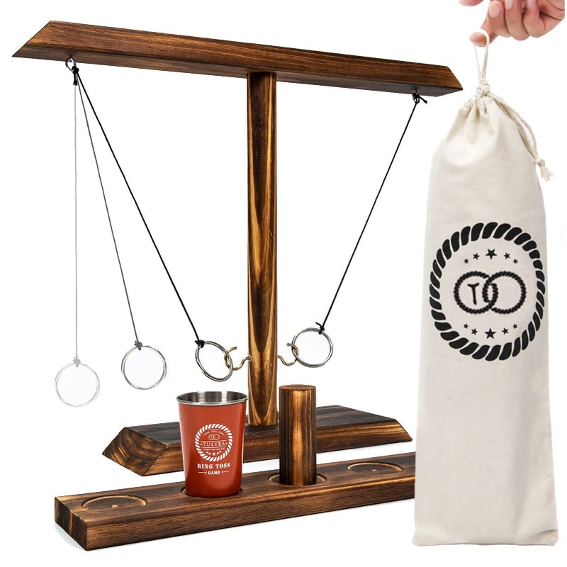 Tulyra Ring Toss Games for Adults, Hook and Ring Game with Exclusive Carrying case & Unique Stainless Shot Glass, Super Easy to Assemble, XL Size(15.7" X 13") Shot Ladder, Tabletop Drinking, Outdoor - Image 1