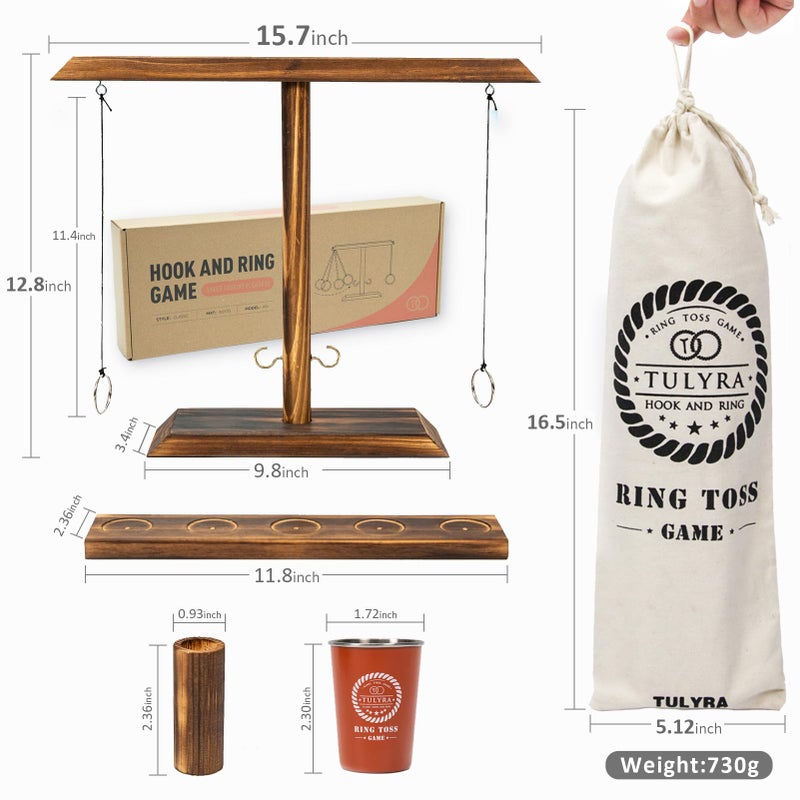 Tulyra Ring Toss Games for Adults, Hook and Ring Game with Exclusive Carrying case & Unique Stainless Shot Glass, Super Easy to Assemble, XL Size(15.7" X 13") Shot Ladder, Tabletop Drinking, Outdoor - Image 2