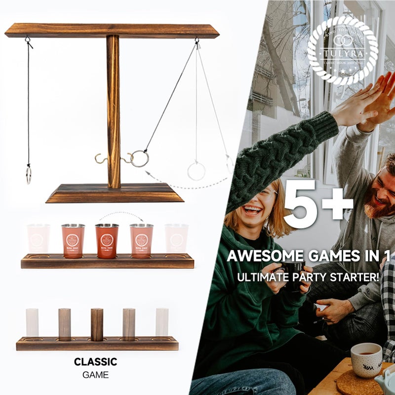 Tulyra Ring Toss Games for Adults, Hook and Ring Game with Exclusive Carrying case & Unique Stainless Shot Glass, Super Easy to Assemble, XL Size(15.7" X 13") Shot Ladder, Tabletop Drinking, Outdoor - Image 4