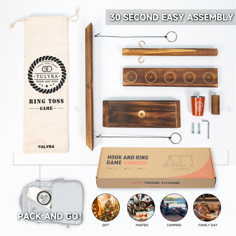 Tulyra Ring Toss Games for Adults, Hook and Ring Game with Exclusive Carrying case & Unique Stainless Shot Glass, Super Easy to Assemble, XL Size(15.7" X 13") Shot Ladder, Tabletop Drinking, Outdoor - Image 5