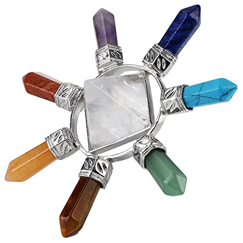 Rockcloud Pyramid & 7 Chakra Points Energy Generator,Reiki Healing Crystal Stone,Rock Quartz - Image 3