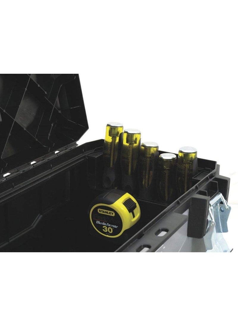 Stanley STANLEY FATMAX 195617 26 Metal Plastic Tool Box BiMaterial Handle Vertical Storage Unit For Better Organisation 30 Kg Load Capacity Ideal For Working With Pipes Lumber 66x293x293 cm  - Image 3
