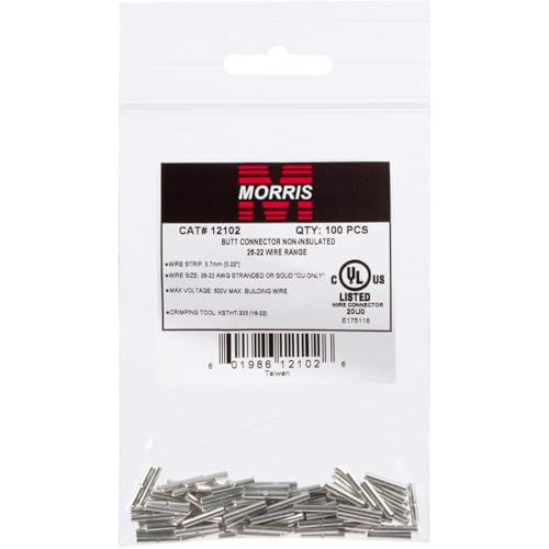 Morris Products 12104 Non-Insulated Butt Splice Connectors 22-16, 100-Pack - Image 5