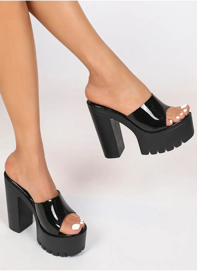 سنيك ايه بيك Solid Block Heel Sandals