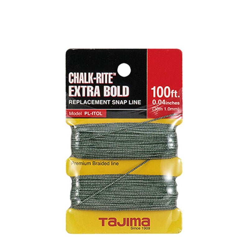 TAJIMA Replacement Snap-Line - 1.0 mm x 100 ft Chalk-Rite Braided String for Extra-Bold & Visible Markings - PL-ITOL
