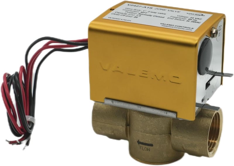 Valemo V2427-A1S Motorized Zone Valve, 2-way, 1" Threaded NPT, Normally Closed, 24 VAC with End Switch - Image 2