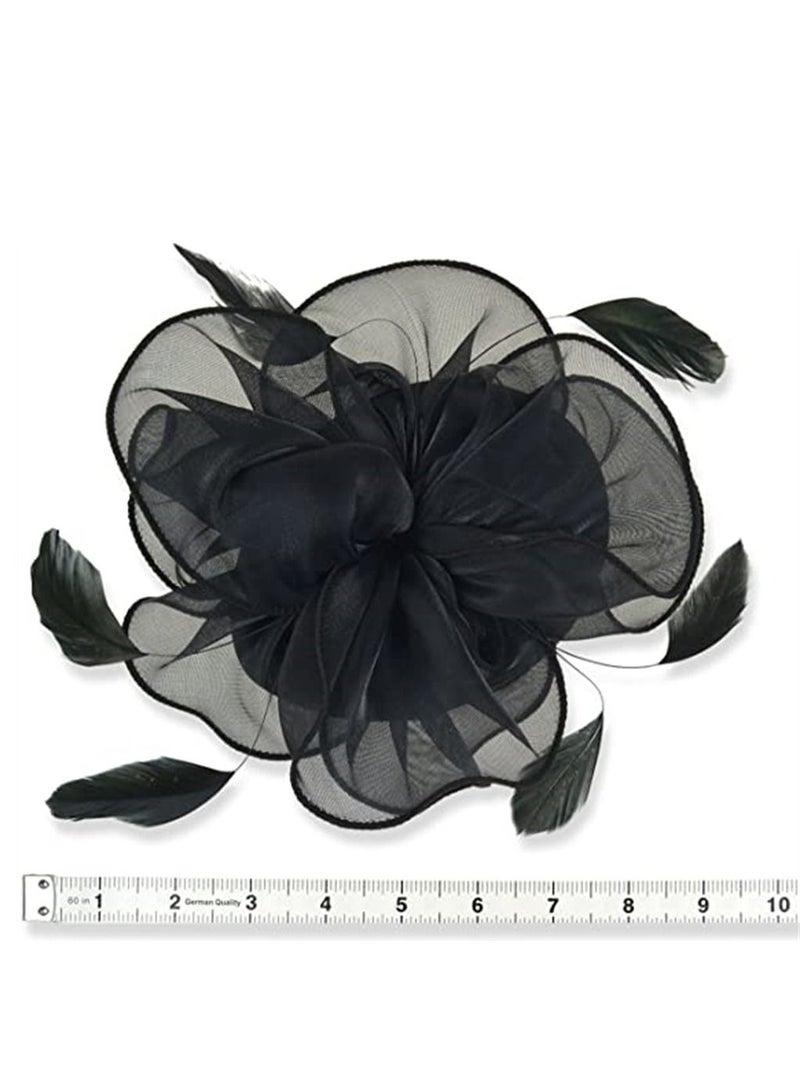 Y&D Hair Accessories, Fascinators Hat Tea Party Headwear Ribbons Feathers with a Headband and Clip, Women Elegant Royal Banquet Hats Clip for Girls Women, Black - Image 2