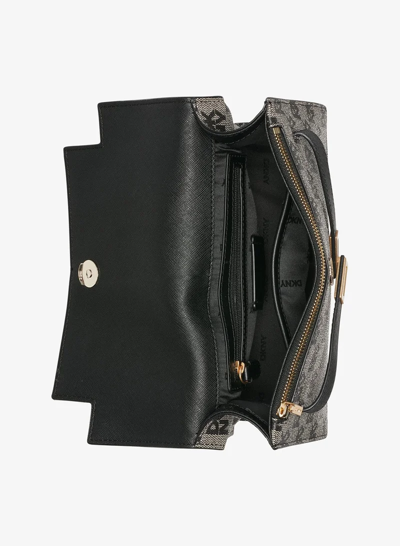 DKNY BLACK LOGO/ BLACK Marcia Medium Logo Top Handle Satchel for Women | Best Price UAE