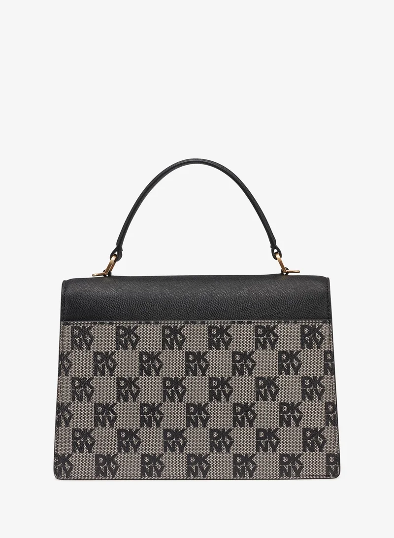 DKNY BLACK LOGO/ BLACK Marcia Medium Logo Top Handle Satchel for Women | Best Price UAE