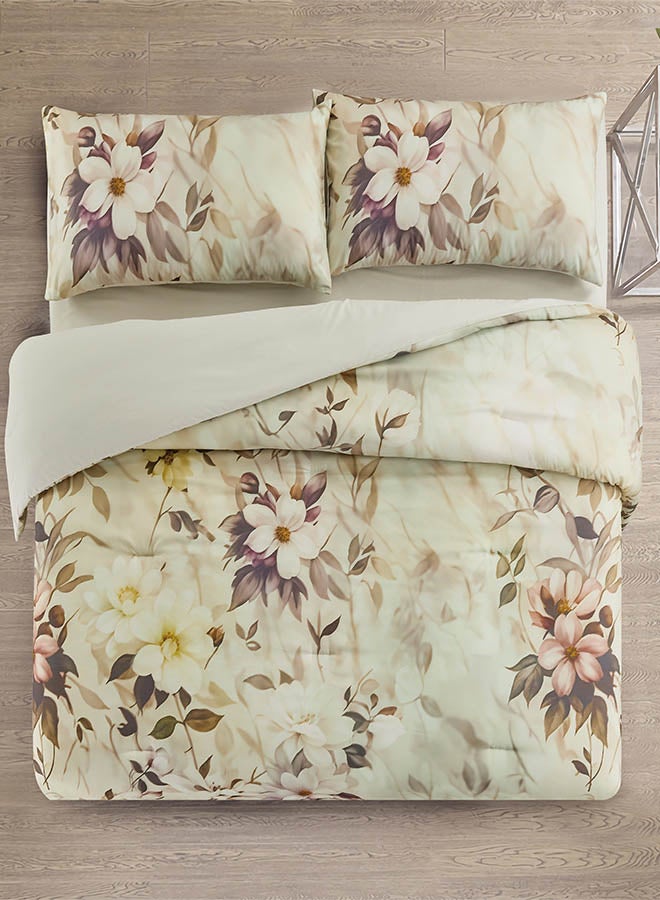In-House New Boy | Microfiber Comforter Set 4 Pieces - King - 260x240 cm - Beige  - Image 2