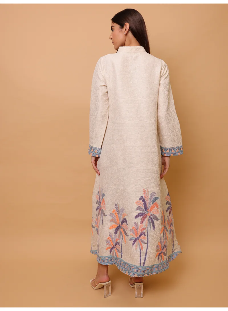 IKKXA  Elegant Printed Jalabiya Palms Design for Women | Best Price UAE