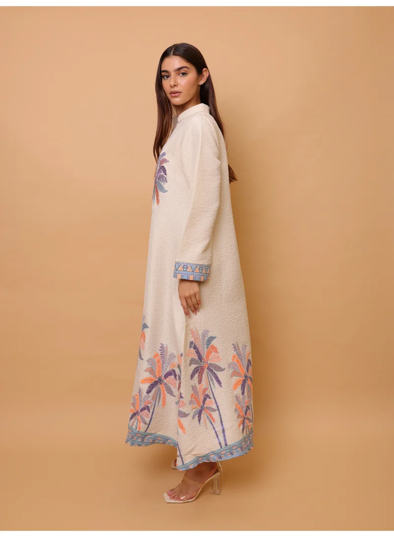 IKKXA  Elegant Printed Jalabiya Palms Design for Women | Best Price UAE