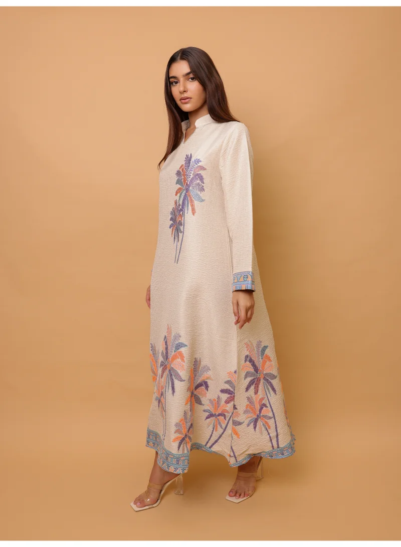 IKKXA  Elegant Printed Jalabiya Palms Design for Women | Best Price UAE
