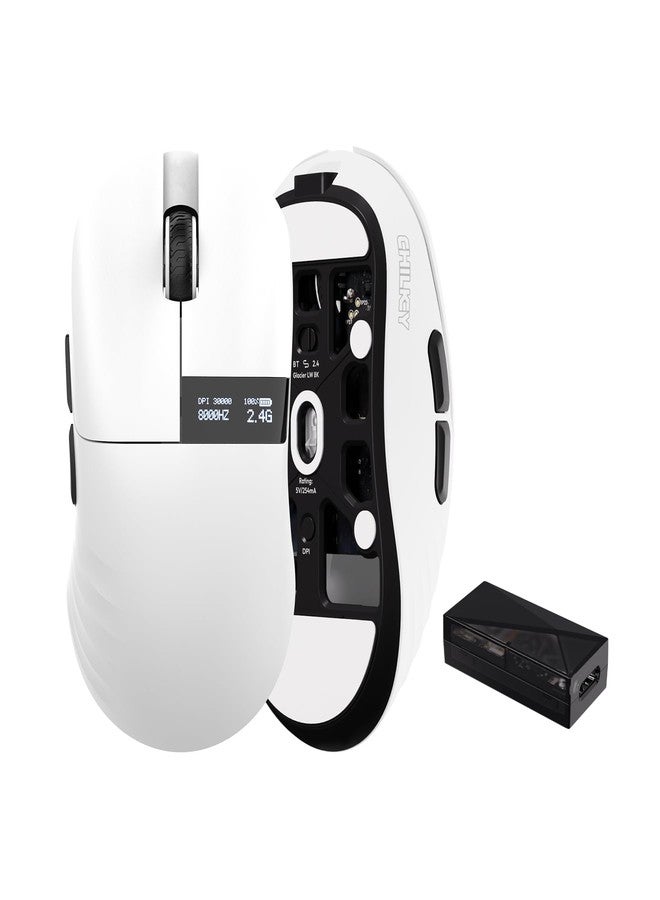OOCTPK Chilkey Wireless Mouse, Glacier LW 8K M Gaming Mouse with OLED Screen, 8K Polling Rate, 30000 DPI Optical Tracking, 750 IPS, Bluetooth 5.2/2.4G/USB-C, 49g Super Lightweight, 100 Million Clicks - Image 1