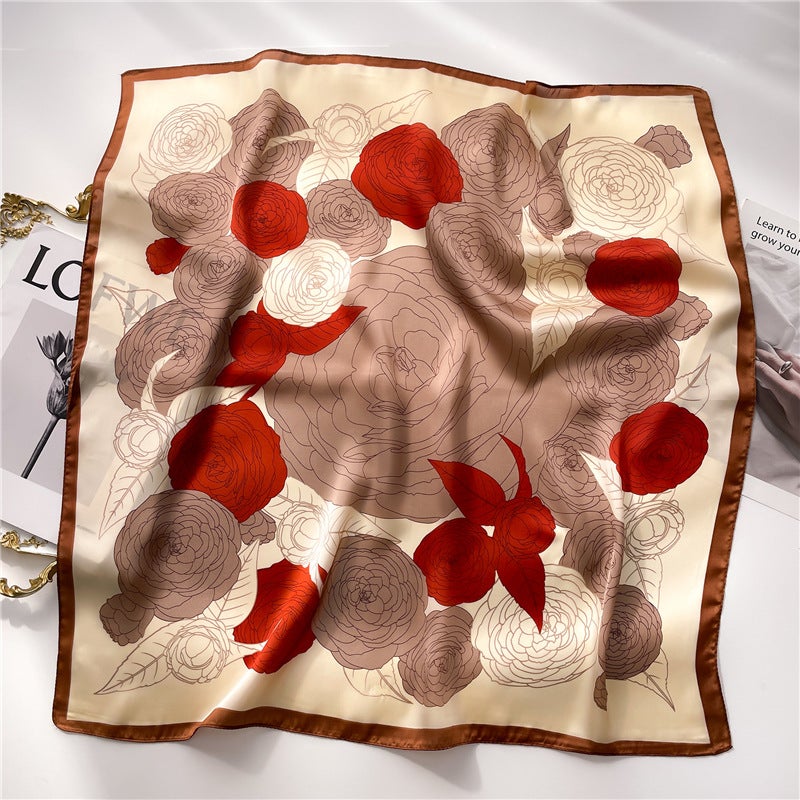 Factory wholesale scarves ladies scarf shawls 70cm Korean small square silk satin printed spring and summer sunscreen scarf  - Image 5