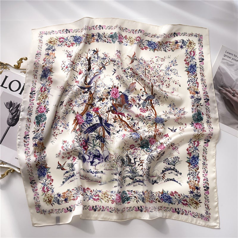 Factory wholesale scarves ladies scarf shawls 70cm Korean small square silk satin printed spring and summer sunscreen scarf  - Image 3