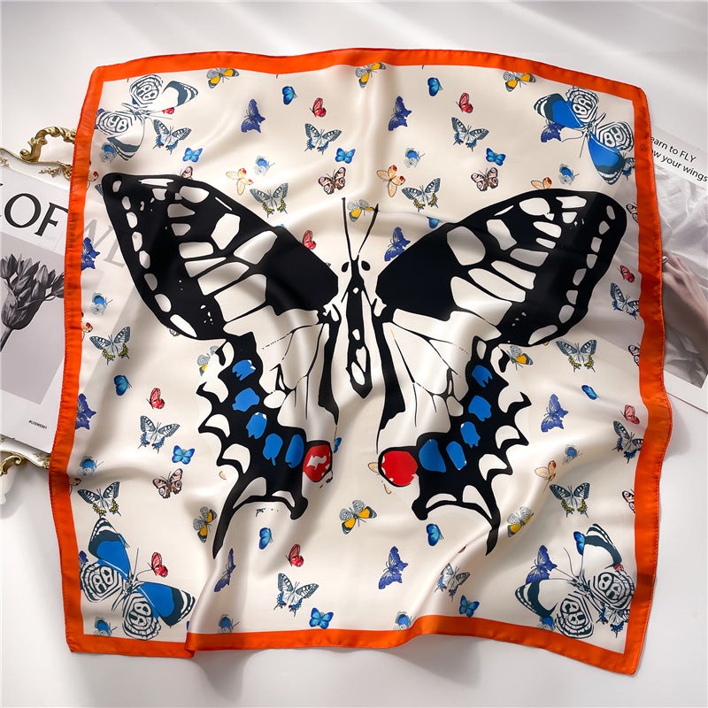 Factory wholesale scarves ladies scarf shawls 70cm Korean small square silk satin printed spring and summer sunscreen scarf  - Image 2