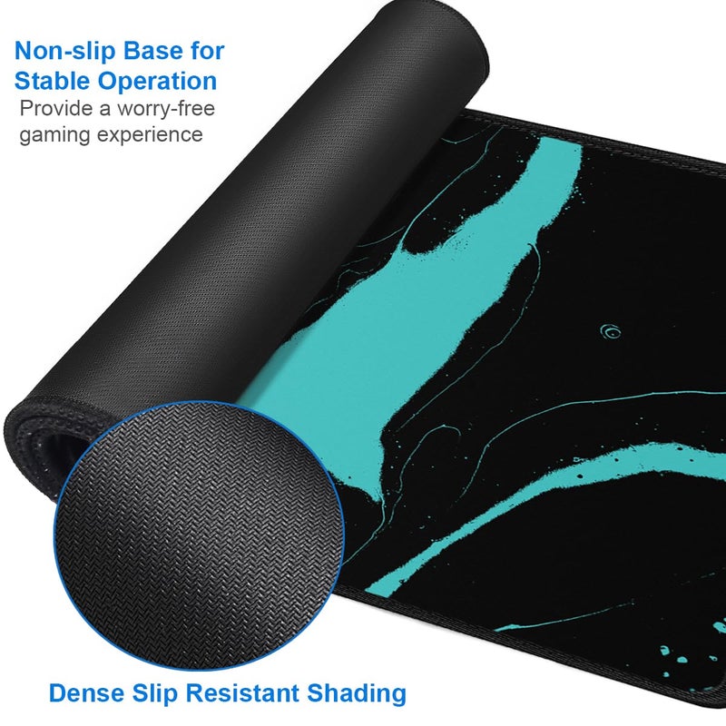 Naukay Gaming Mouse Pad  31.5X15.7 Inch Large Extended Computer Keyboard Mouse Mat  Water Resist Non-Slip Mousepad Rubber Base Long Xxl Desk Mouse Pad For Work & Gaming  Office & Home  Black Blue - Image 4