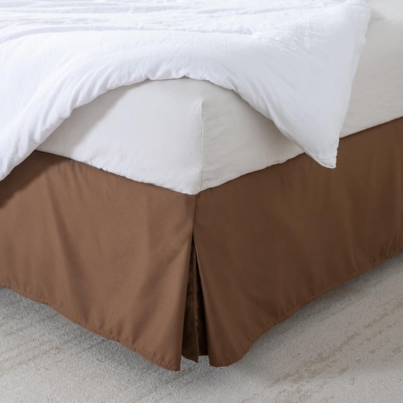 Bed Skirt,King 78x80+Drop14inch 1pc Lightweight Pleated Bed Skirt–Ideal Skirt for Bed,Suitable for Bedroom,Home,Soft Polyester in Brown for Bedding Decoration - Image 1