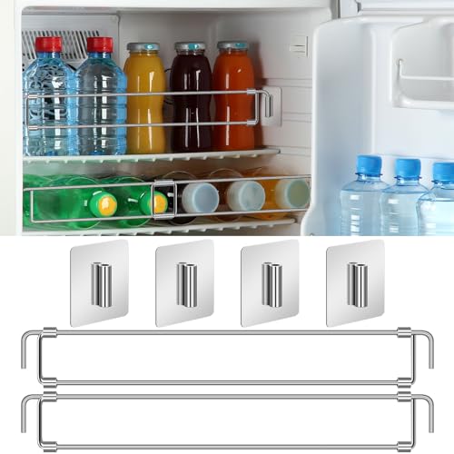 Yaocom ياوكم 2 قطعة قضبان ثلاجة RV 12.44"-22.63" قابلة للتعديل من الفولاذ المقاوم للصدأ ملحقات ثلاجة RV قضبان توتر ثلاجة الطعام والشراب المثبتة لمنع الانسكابات الفوضوية أثناء السفر - Image 1