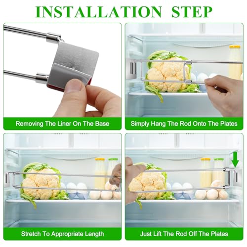 Yaocom ياوكم 2 قطعة قضبان ثلاجة RV 12.44"-22.63" قابلة للتعديل من الفولاذ المقاوم للصدأ ملحقات ثلاجة RV قضبان توتر ثلاجة الطعام والشراب المثبتة لمنع الانسكابات الفوضوية أثناء السفر - Image 4