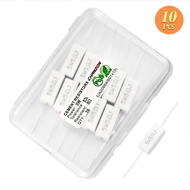 CHANZON 10pcs 5W Ceramic Cement Resistor 5 Ω ohm ±5% Tolerance Wirewound Induction 5R - Image 5