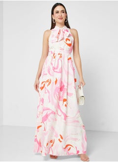 ELLA Printed Halter Dress  - Image 1