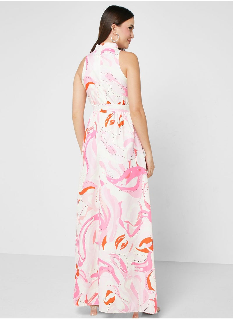 ELLA - Printed Halter Dress - Image 1