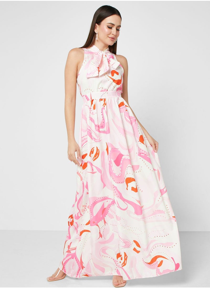 ELLA - Printed Halter Dress - Image 1