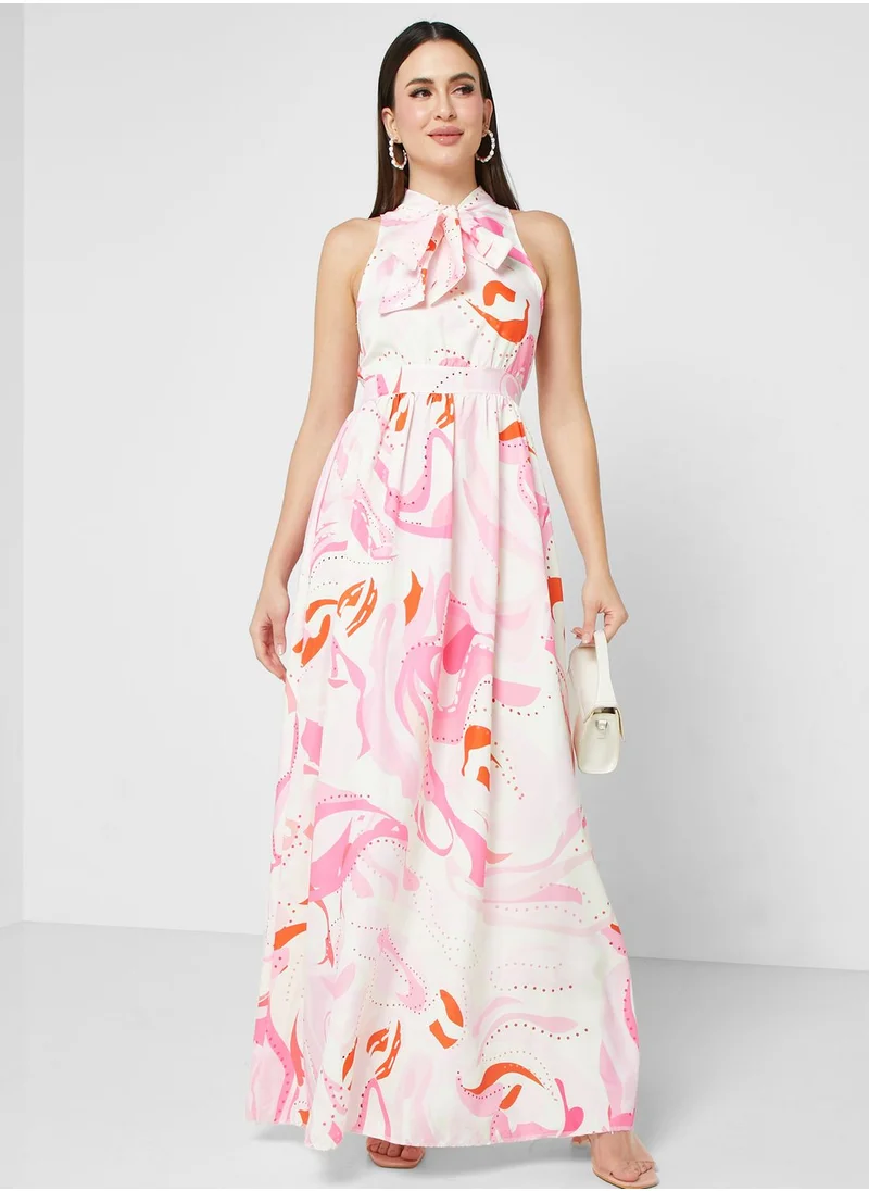 ELLA Printed Halter Dress