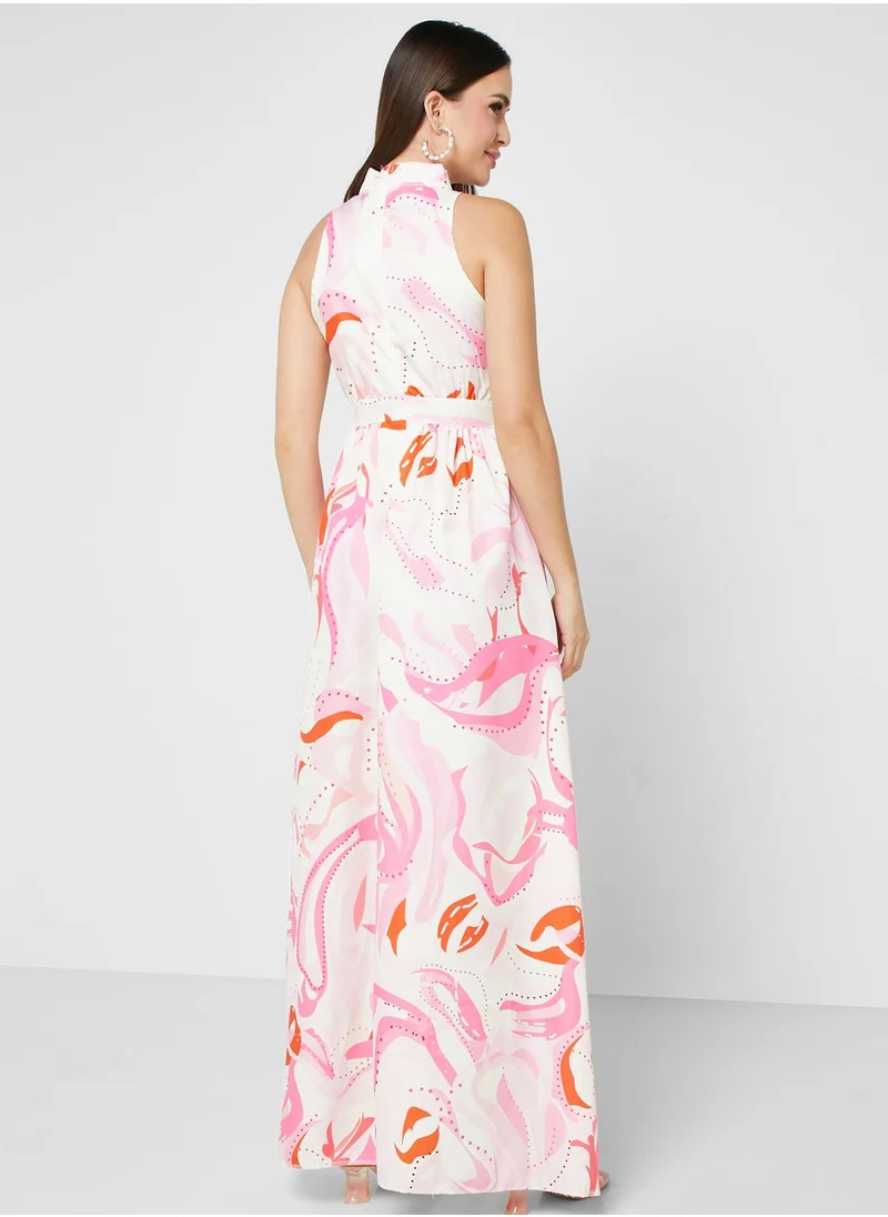 ELLA Printed Halter Dress