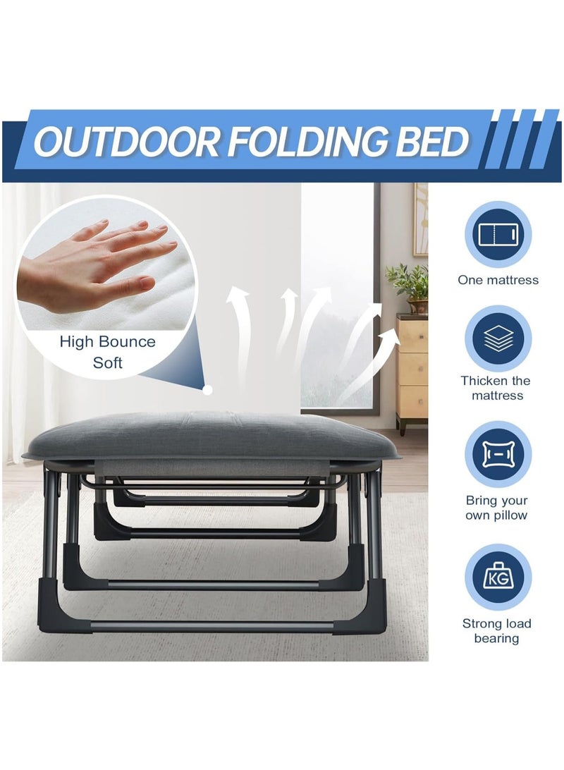 انسجام كرسي استرخاء قابل للطي، سرير تخييم قابل للتعديل بستة زوايا مع مرتبة للمكتب والفناء والشاطئ، سرير قابل للطي محمول ومتين، مستلقٍ مع وسادة 180 × 60 سم - Image 3