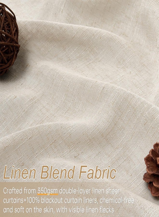 Topfinel Pinch Pleated Curtains Blackout 96 Inches Long,Thermal Insulated Faux Linen Shading Windows Curtains for Bedroom 96 Length,Modern Farmhouse Decor Drapes for Living Room,Beige,8 FT,2Panels - Image 4