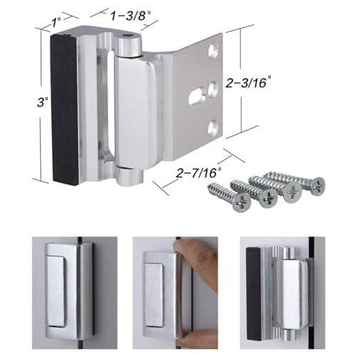 TOYFUL 2 Pack Door Reinforcement Locks with 8 Screws, Home Security Door Lock for Toddler, Childproof Door Lock Night Lock Withstand 800 Lbs Silver - Image 5