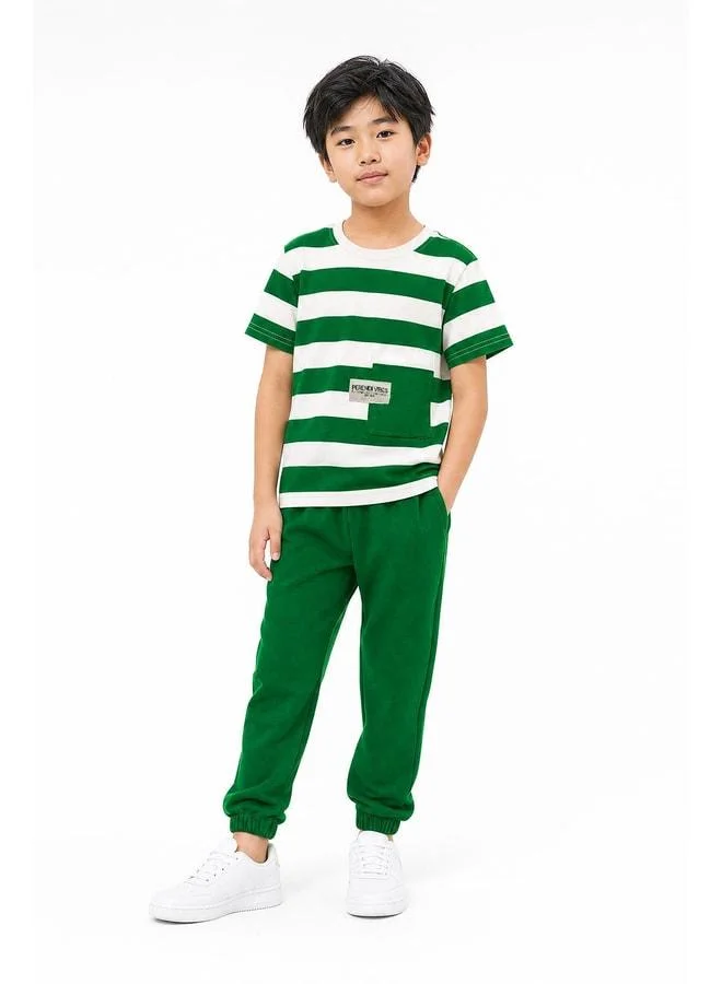 Perendi Boys Striped T‑Shirt and Jogger Set
