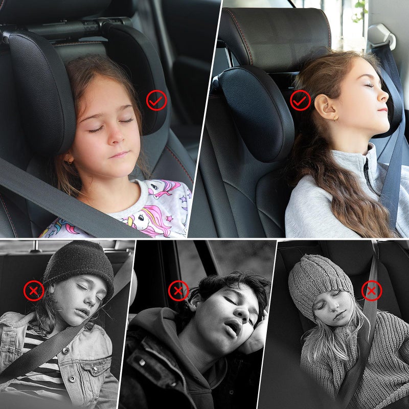 QRabbit Adjustable Car Headrest Pillow, U-Shaped Head Support Neck Pillows, Car Travel Sleeping Headrest Pillow for Kids & Adults Head Support, Only Suitable for Car Seat with 2 Poles - Image 3