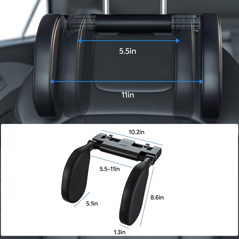 QRabbit Adjustable Car Headrest Pillow, U-Shaped Head Support Neck Pillows, Car Travel Sleeping Headrest Pillow for Kids & Adults Head Support, Only Suitable for Car Seat with 2 Poles - Image 5