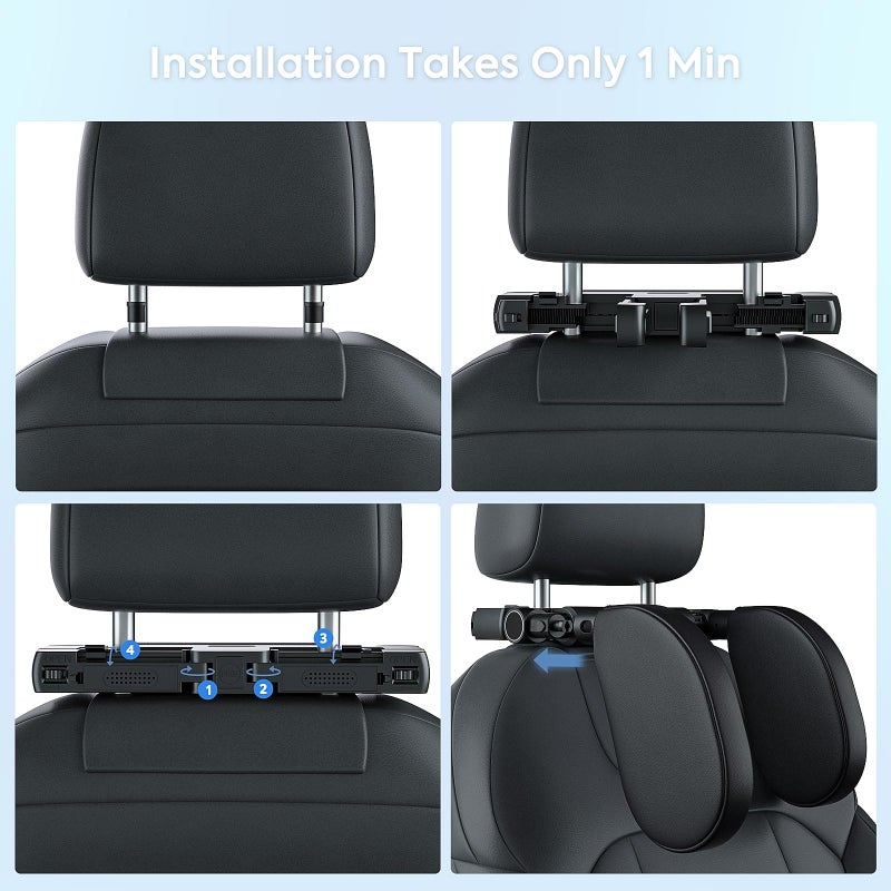 QRabbit Adjustable Car Headrest Pillow, U-Shaped Head Support Neck Pillows, Car Travel Sleeping Headrest Pillow for Kids & Adults Head Support, Only Suitable for Car Seat with 2 Poles - Image 4