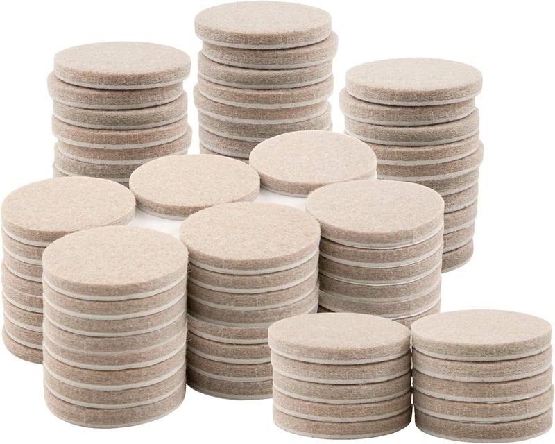 SoftTouch وسادات أثاث من فيelt ذاتية اللصق 1 12 جولة ثقيلة للحماية من الخدوش والأضرار بيج 96 حزمة - Image 1