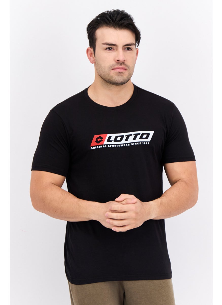 LOTTO Men Sportswear Fit Short Sleeve Outdoor T Shirt, Black Combo  - Image 1