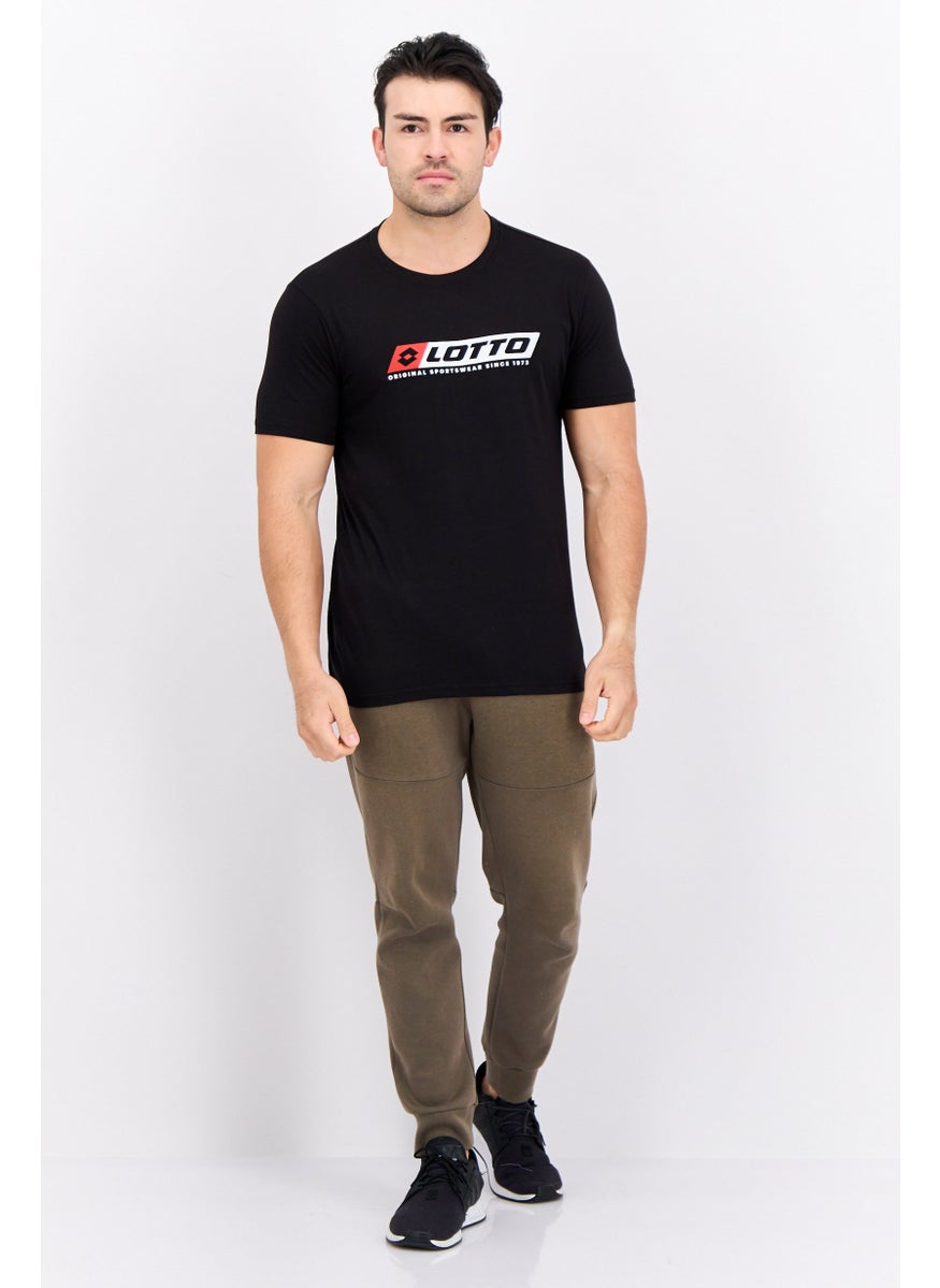 LOTTO Men Sportswear Fit Short Sleeve Outdoor T Shirt, Black Combo  - Image 2