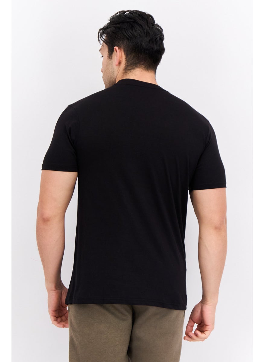 LOTTO Men Sportswear Fit Short Sleeve Outdoor T Shirt, Black Combo  - Image 3