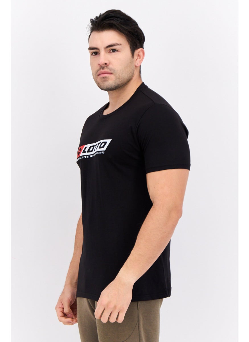 LOTTO Men Sportswear Fit Short Sleeve Outdoor T Shirt, Black Combo  - Image 4