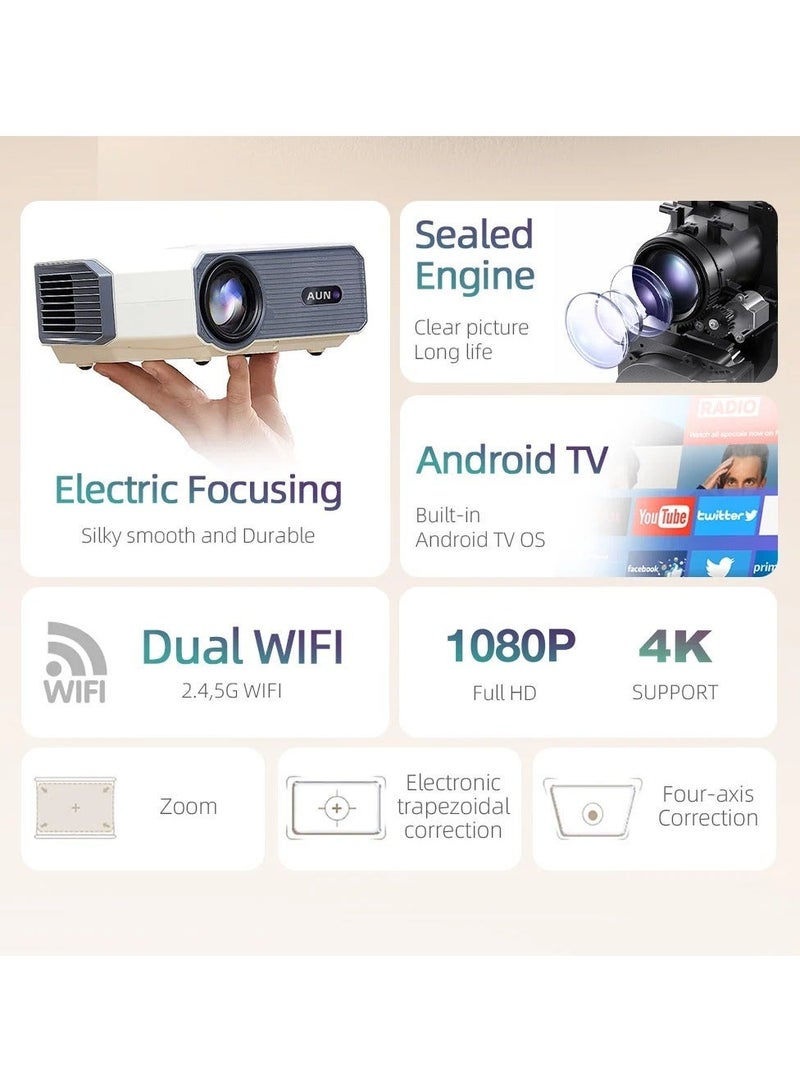 AUN U001 HD Smart Digital Projector Android 1080P 4K for Home Theater Gaming Business & Education - Image 3
